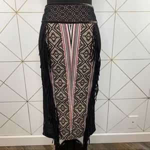 Byron Lars Beauty Mark Boho Fringed Pencil Skirt Size 00